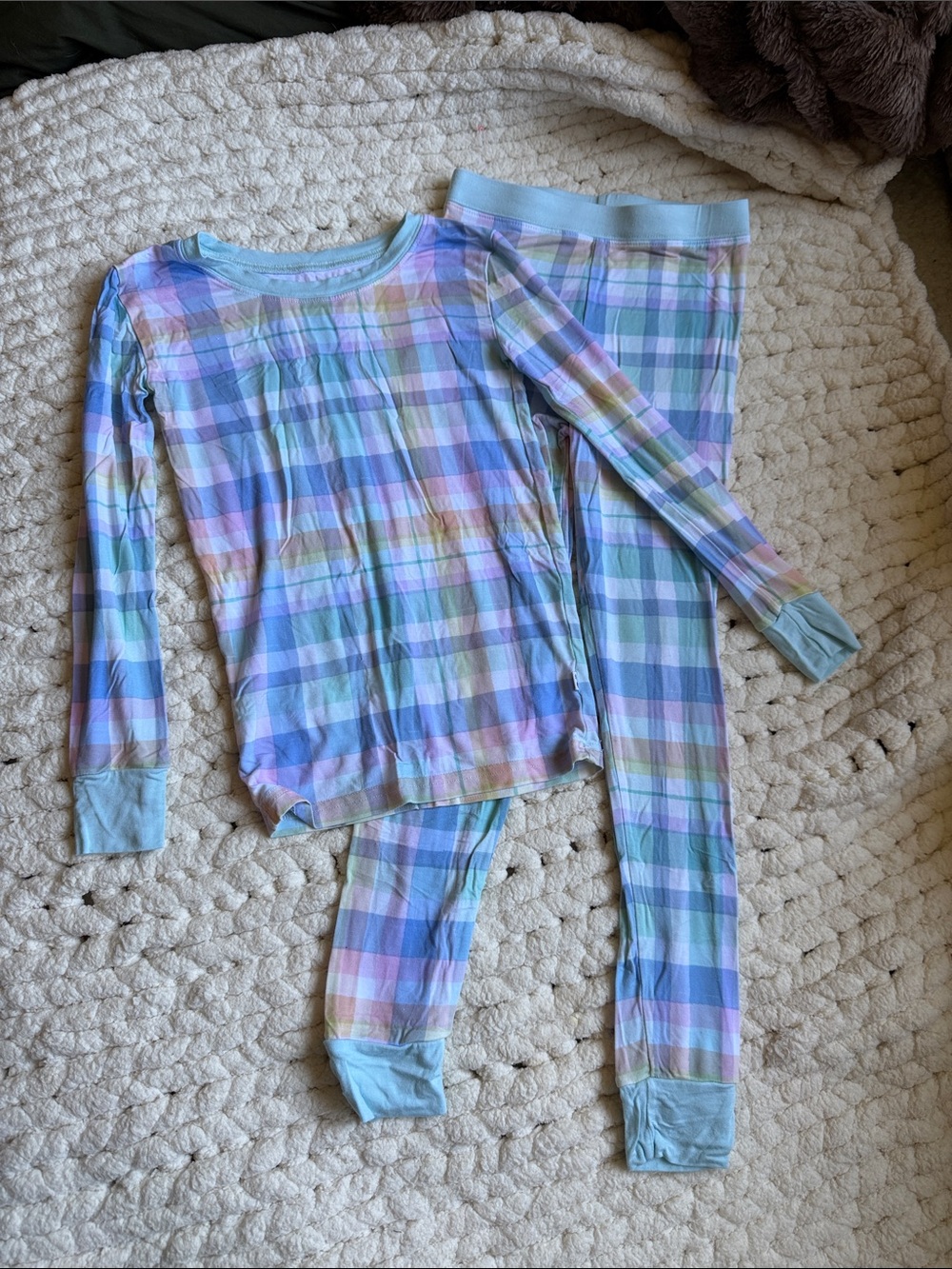 Little Sleepies Pastel Plaid Long Sleeve Pajama Set
